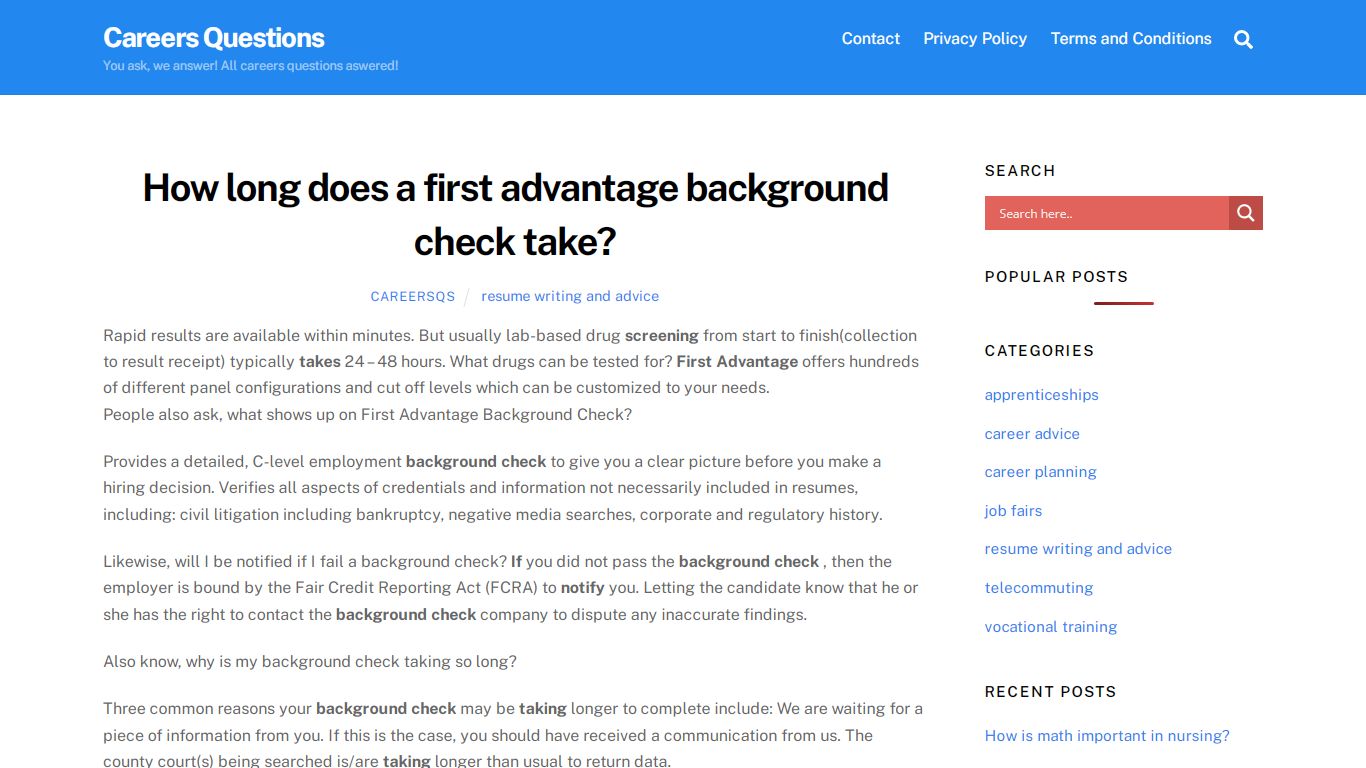 How long does a first advantage background check take ... - Careers ...